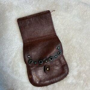 Brown Leather Belt Pouch with Metal Accents